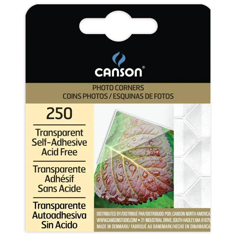 Canson Self Adhesive Photo Corners, Transparent, 250 Pack Dispenser, 1 Count