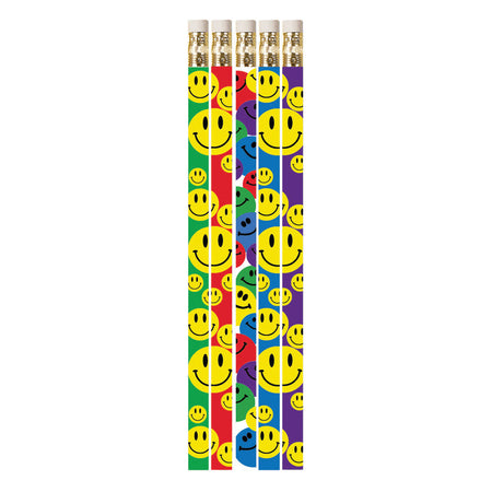 Happy Face Assorted Motivational Pencils, 12 Per Pack, 12 Packs