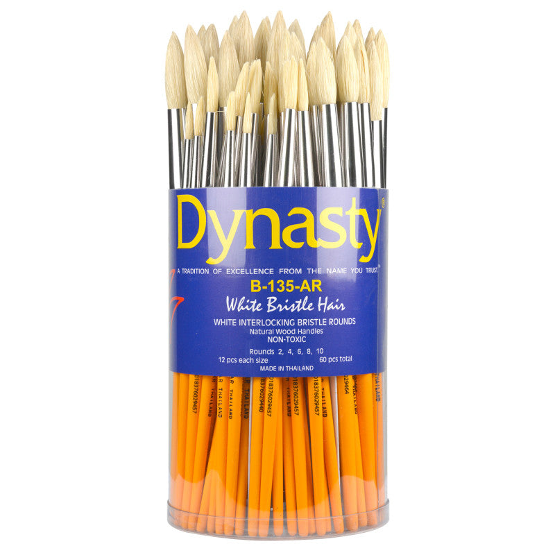 Interlock White Bristle Round Brush Canister, 60 Brushes