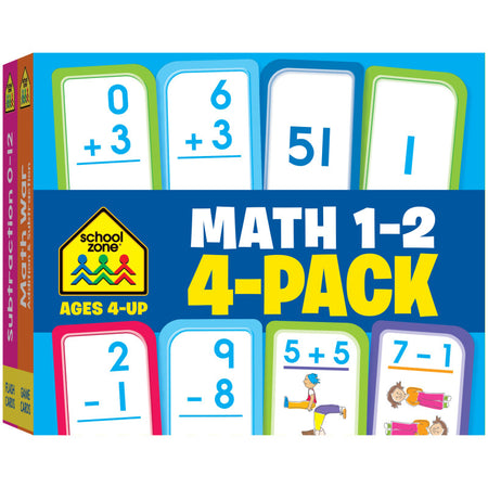 Math 1-2 Flash Card, 4-Pack
