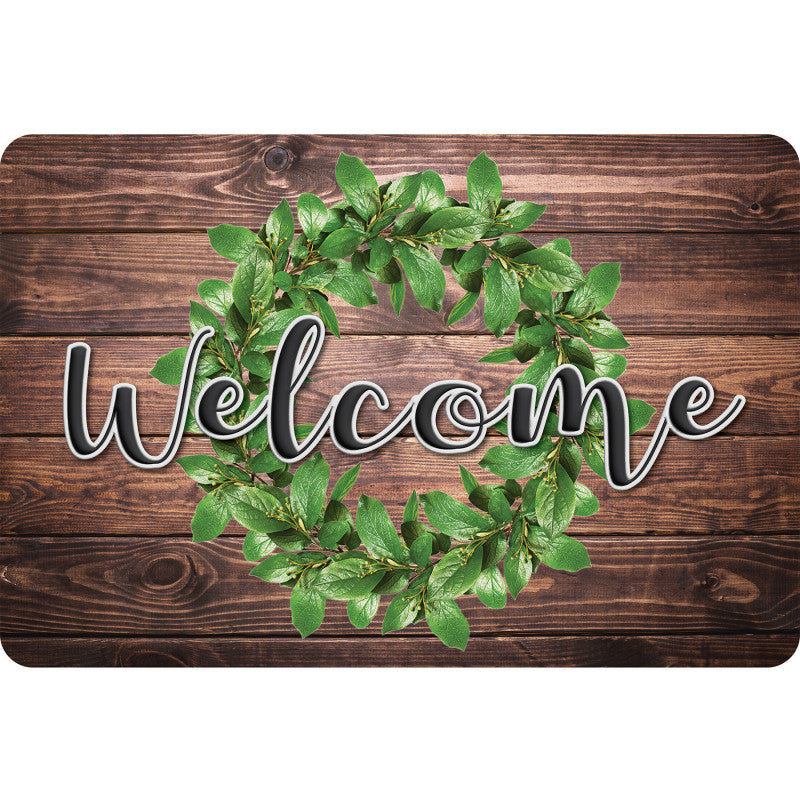 The Original Fun Mat&trade;, Welcome Mat, 15.5" x 23.5", Green Wreath Welcome