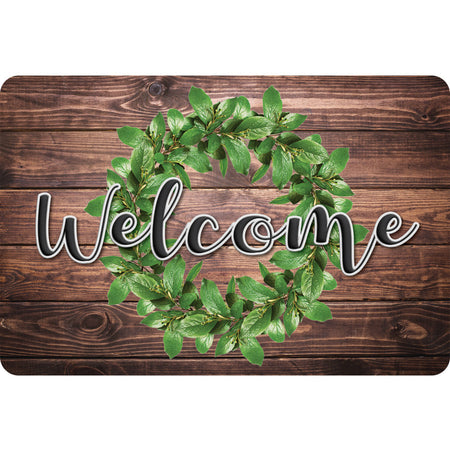The Original Fun Mat&trade;, Welcome Mat, 15.5" x 23.5", Green Wreath Welcome