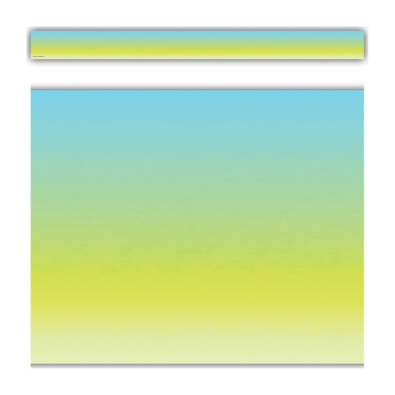 Aqua and Lime Color Wash Straight Border Trim, 35 Feet