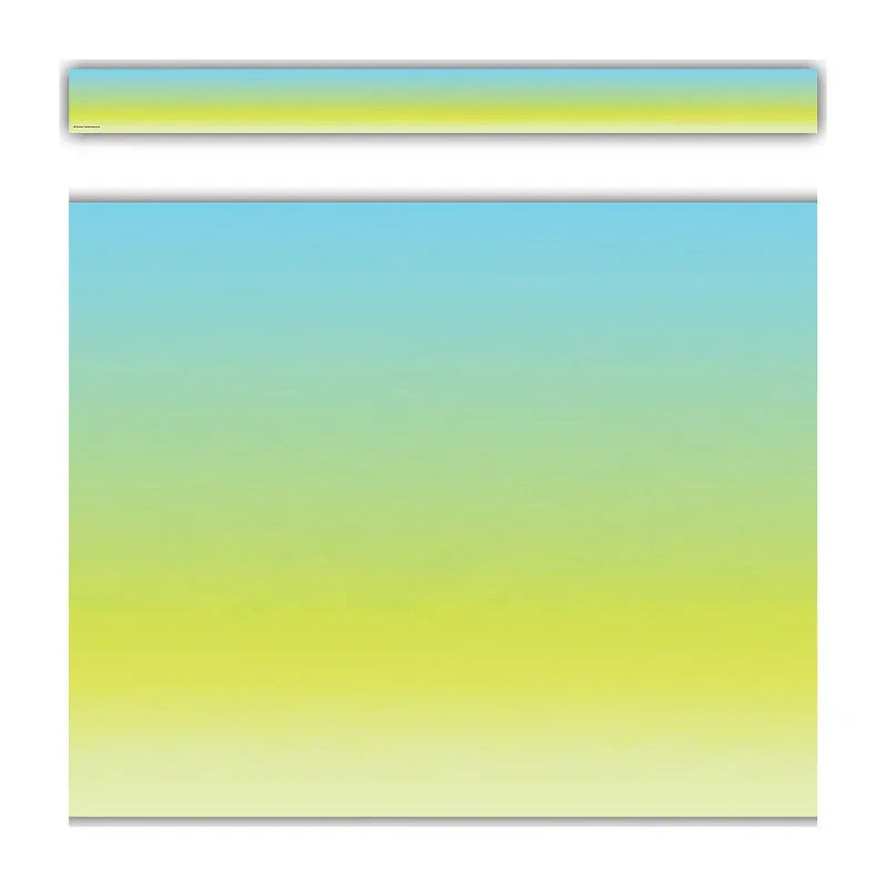 Aqua and Lime Color Wash Straight Border Trim, 35 Feet