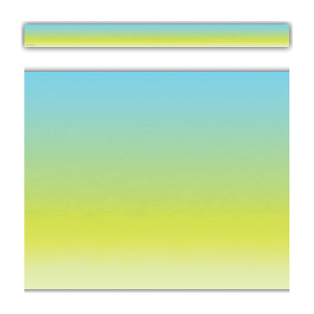 Aqua and Lime Color Wash Straight Border Trim, 35 Feet