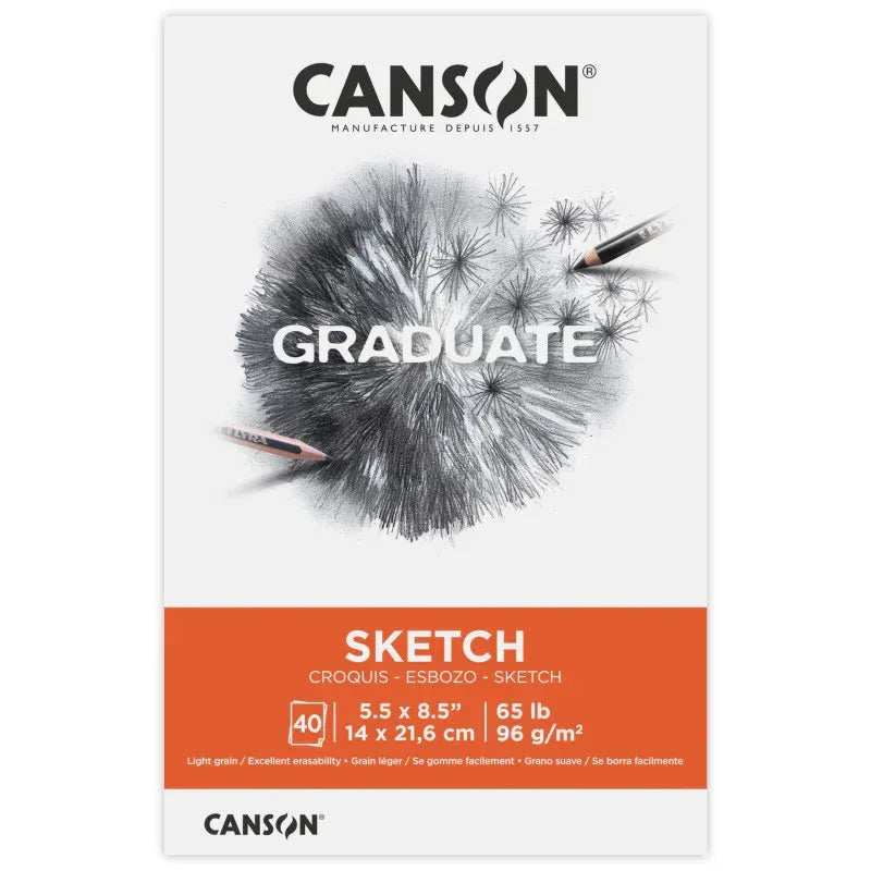 Graduate Sketch Pad, Foldover Binding, 10 Sheet, 5.5x8.5 inch, 1 Count