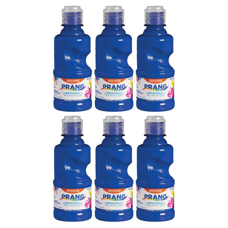Washable Tempera Paint, 8 oz Bottle, Blue, Set of 6