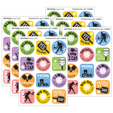 Pickleball Pride, Dill Pickle Scent Scratch 'n Sniff Stinky Stickers&reg;, 48 Per Pack, 6 Packs