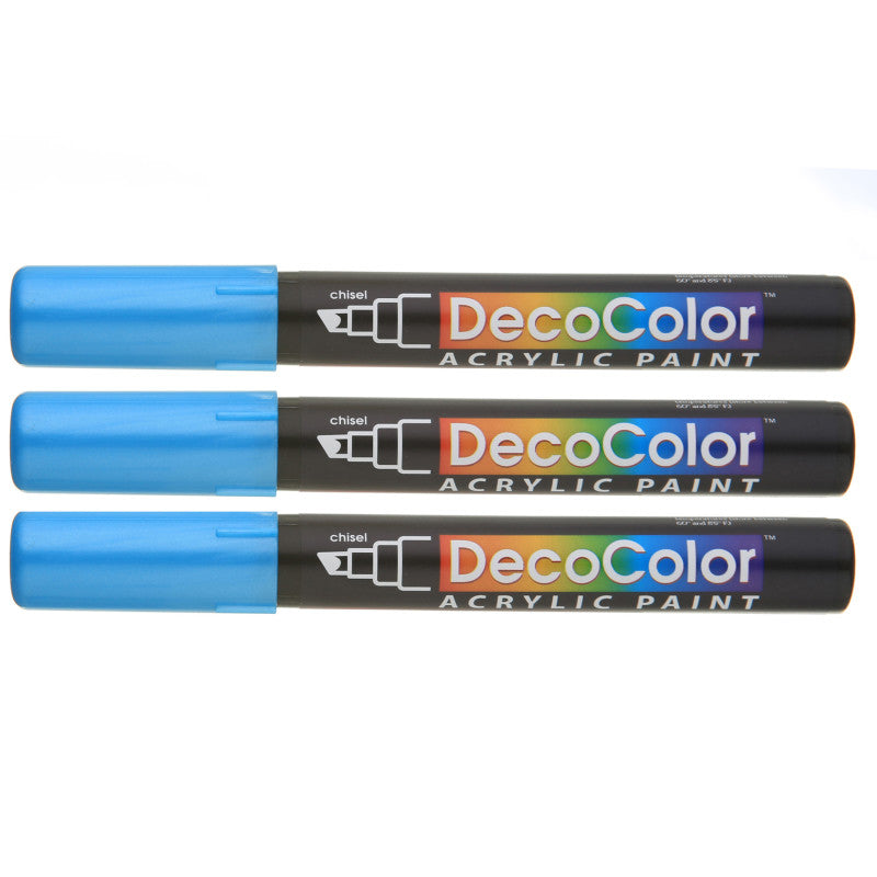 DecoColorÂ® Acrylic Paint Marker, 315-S, Chisel Tip, Metallic Blue, Set of 3