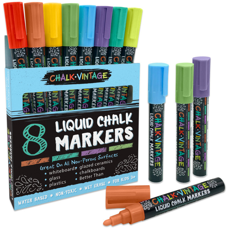 Liquid Chalk Markers, Vintage Colors, 8 Per Pack