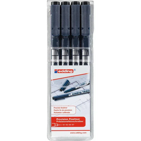 1880 Series Drawliner Pen, Assorted Sizes, Black, Set of 4