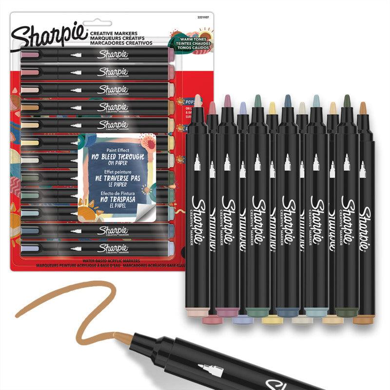 Creative Acrylic Markers, Bullet Tip, Warm Tone Colors, 12 Count