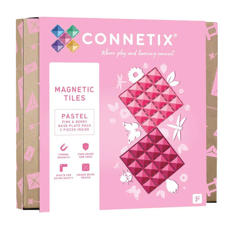 Magnetic Tiles Pastel Pink & Berry Base Plate, 2 Pieces