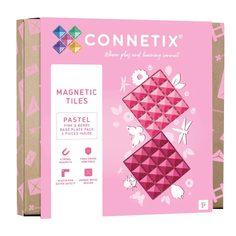 Magnetic Tiles Pastel Pink & Berry Base Plate, 2 Pieces