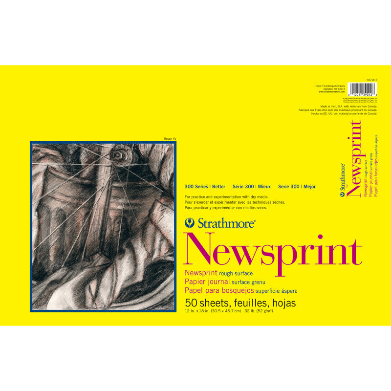 300 Series Newsprint Pad, Tape Binding, 50 Sheet, 12x18 inch, 1 Count