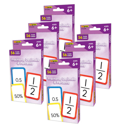 Fractions, Decimals & Percents Flash Cards, 6 Packs