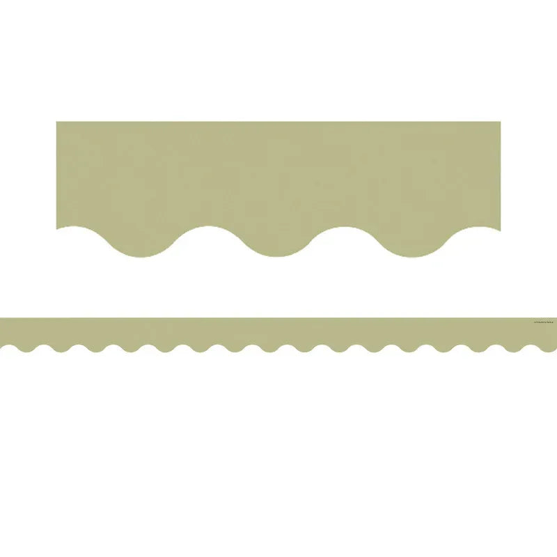 Olive Green Scalloped Border Trim, 35 Feet
