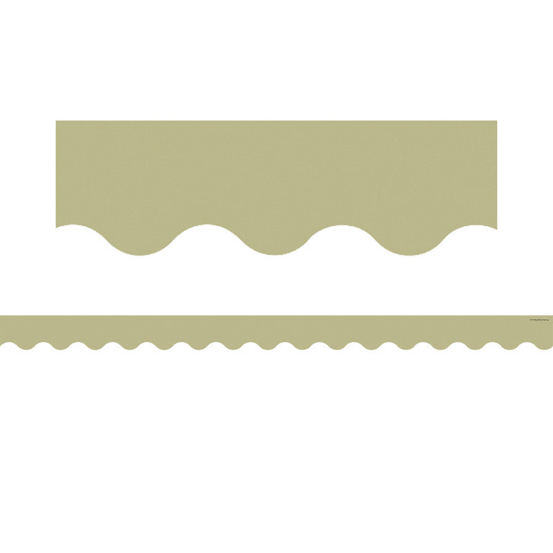 Olive Green Scalloped Border Trim, 35 Feet