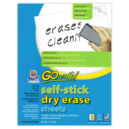 Dry Erase Sheets, 8.5" x 11" Plain, Pack of 5