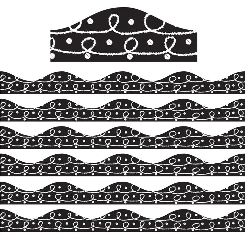 Magnetic Border, Scribble Chalk Loops, 12 Feet Per Pack, 6 Packs