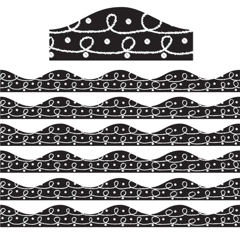 Magnetic Border, Scribble Chalk Loops, 12 Feet Per Pack, 6 Packs