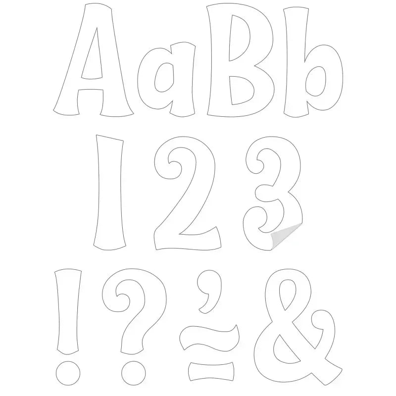 White 4" Wild Whimsy Self-Adhesive Letters, 222 Pieces
