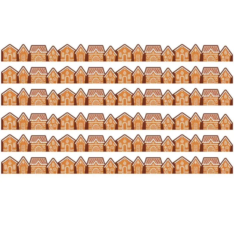 Gingerbread Houses Die-Cut Border Trim, 35 Feet Per Pack, 6 Packs