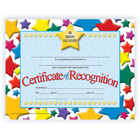 Certificate of Recognition, 8.5" x 11", Pack of 30