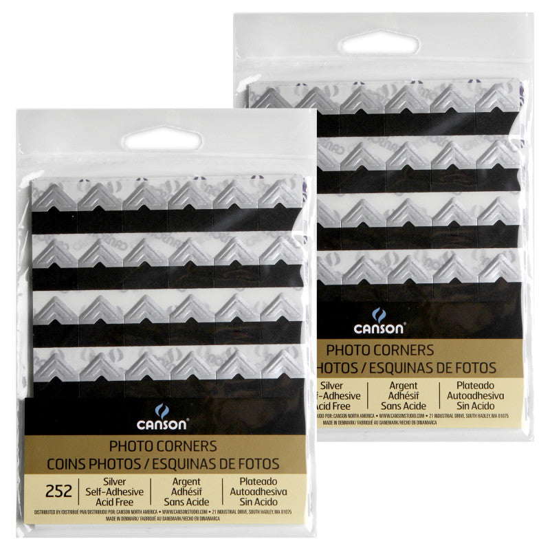 Canson Self-Adhesive Photo Corners, Silver, 252 Per Pack, 2 Packs