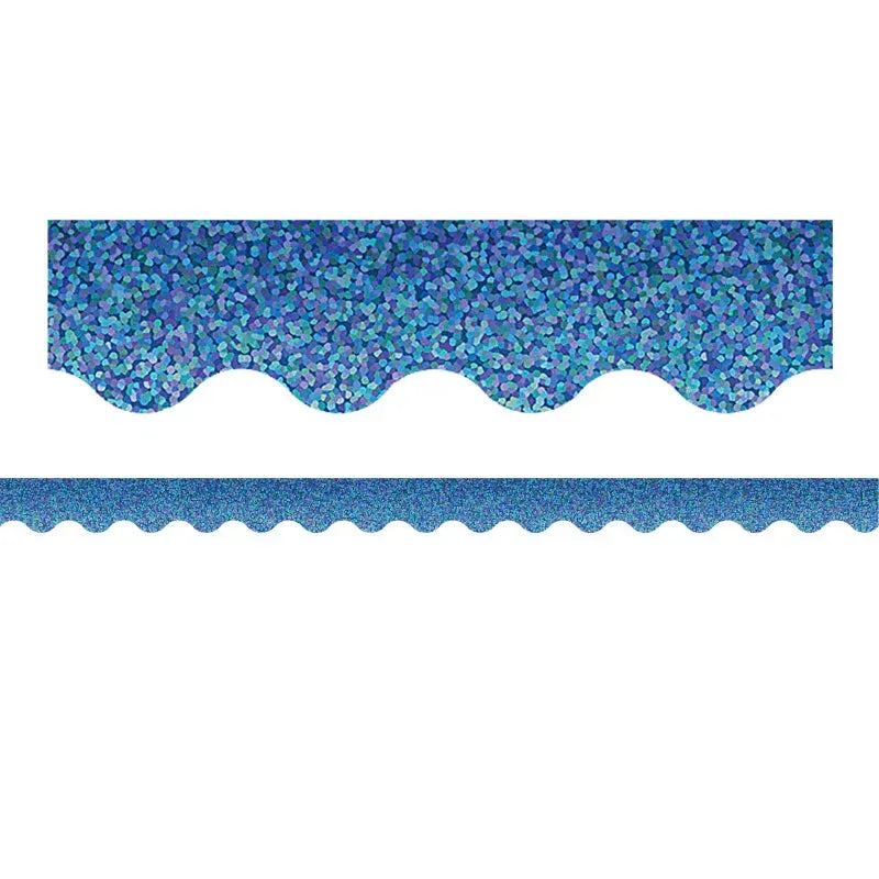 Blue Sparkle Scalloped Border Trim, 35 Feet