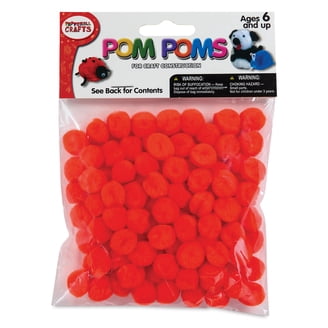 Craft Acrylic Pom Poms - Pkg of 100, 1", Orange, (243OR)