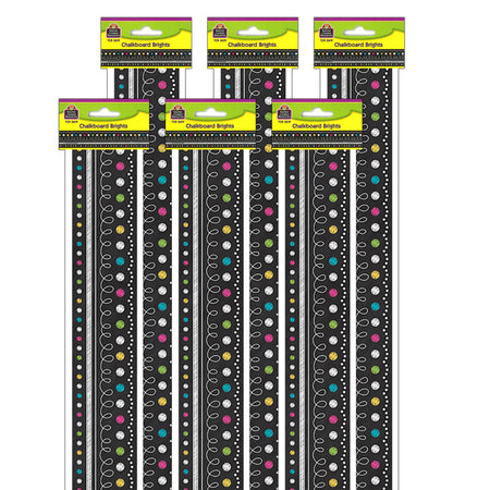 Chalkboard Brights Straight Border Trim, 35 Feet Per Pack, 6 Packs