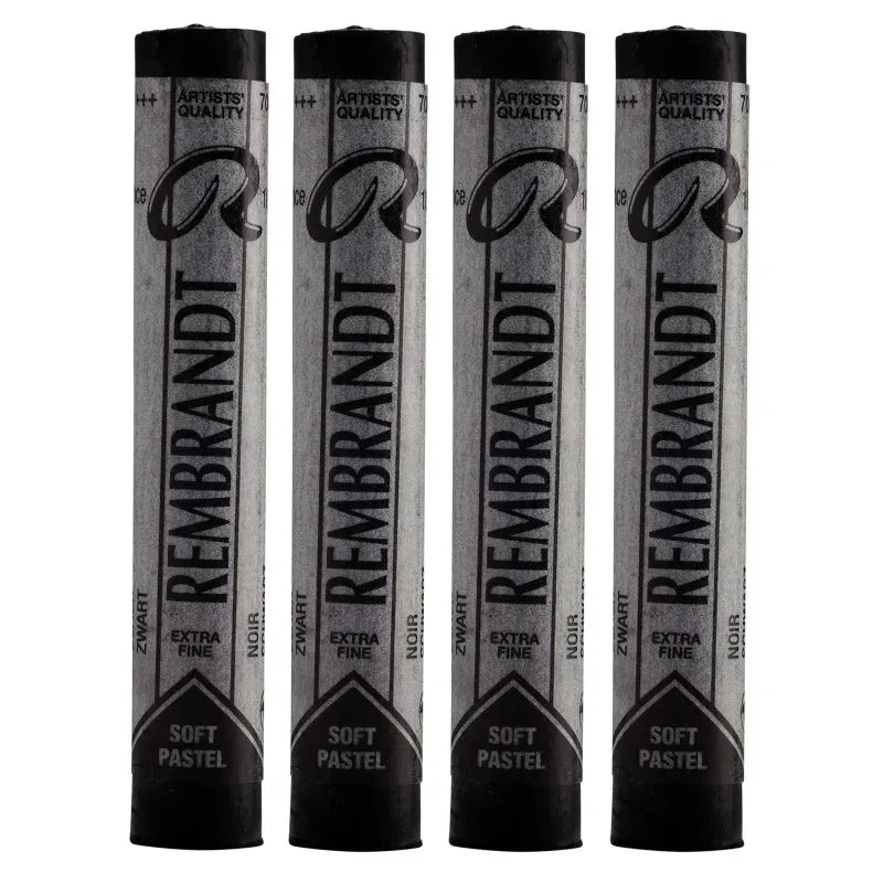 Soft Pastel Single Color Set, Black (700.5), 5 Full Sticks Per Pack, 4 Packs