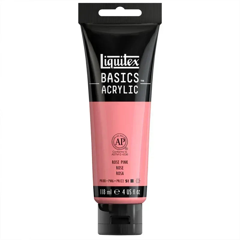 BASICS Acrylic Paint, 118 mL Tube, Rose Pink