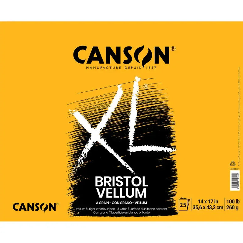 XL Series Bristol Pad, Vellum Finish, Foldover Binding, 25 Sheet, 14x17 inch, 1 Count