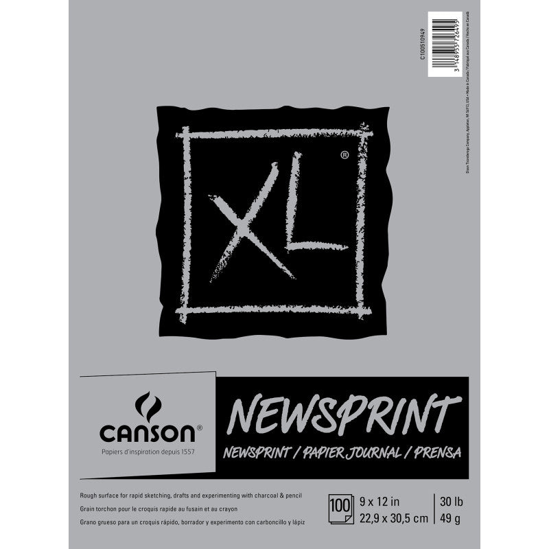 XL Series Newsprint Pad, Tape Binding, 100 Sheet, 9x12 inch, 1 Count