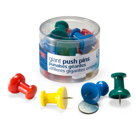 Giant Push Pins, 1.5 in w .434in Pins, Tub of 12