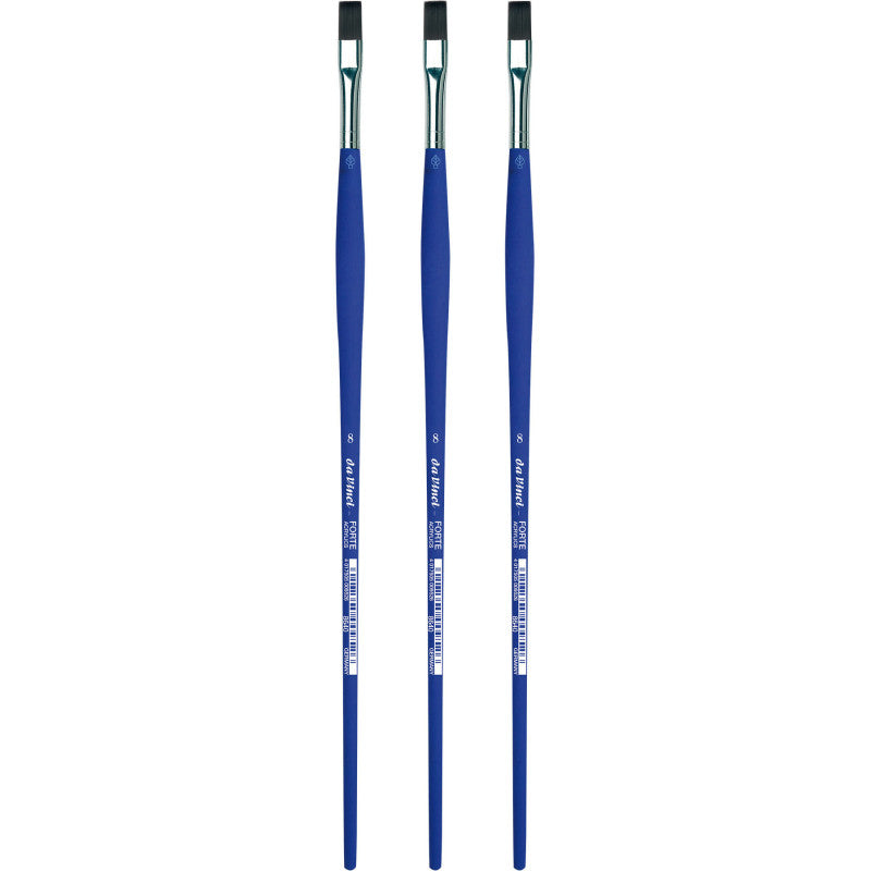 FORTE-Acrylics Student Brush, Synthetic, Acrylic & Oil, Flat, Series 8640, Size 8, Pack of 3