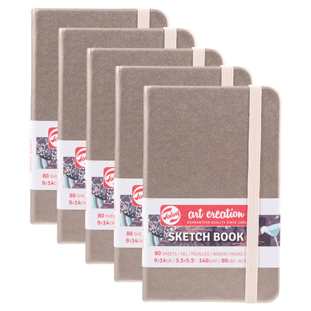 Sketchbook, 80 Sheets, 90lbs, Pink Champagne Cover, 3.5" x 5.5", Pack of 5