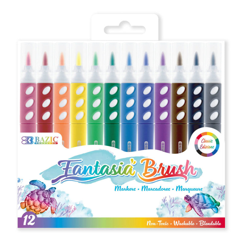 Brush Markers, 12 Assorted Colors