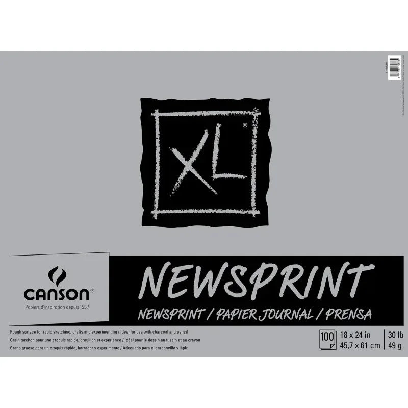 XL Series Newsprint Pad, Foldover Binding, 100 Sheet, 18x24 inch, 1 Count
