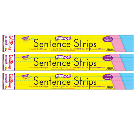 Multicolor Wipe-Off&reg; Sentence Strips, 24", 30 Per Pack, 3 Packs