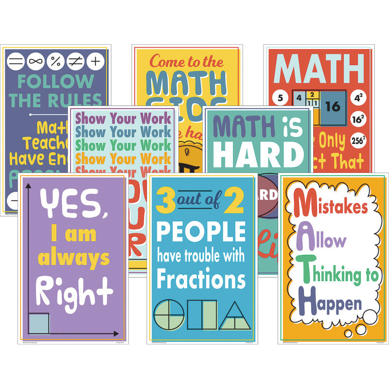 Math Fun Charts, Set of 8
