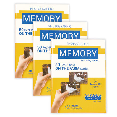 Photographic Memory Matching Game, On the Farm, Pack of 3