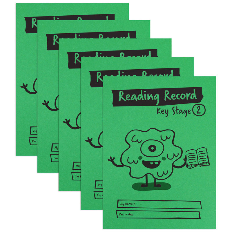 Little Monsters Reading Record, Key Stage 2, A5, 36 Pages, Green, 5-Pack