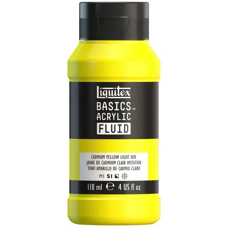 BASICS Acrylic Fluid, 118 mL Bottle, Cadmium Yellow Light Hue