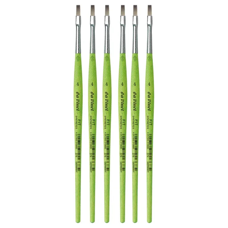 FIT Synthetics Student Brush, Synthetic, Acrylic & Tempera, Flat, Series 374, Size 4, Pack of 6