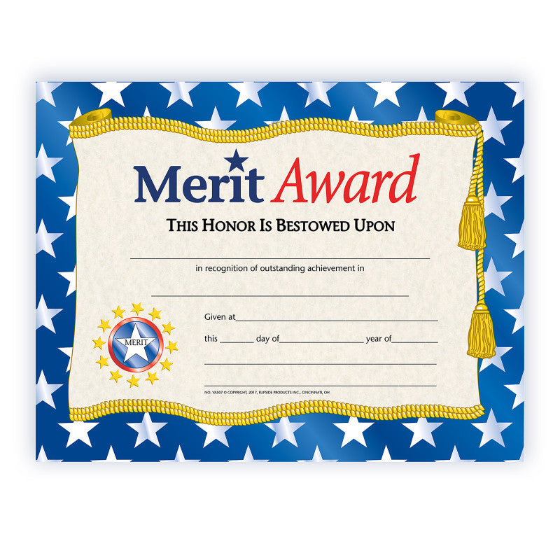 Merit Award Certificate, 8.5" x 11", Pack of 30