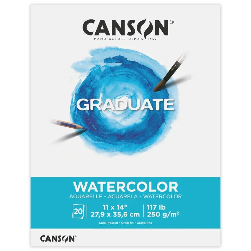 Graduate Watercolor Pad, Foldover Binding, 20 Sheet, 11x14 inch, 1 Count