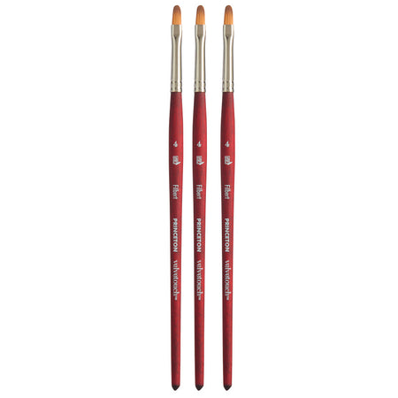 Velvetouch Filbert Brush, Synthetic Bristles, Short Handle Mixed Media Paintbrush, Scarlet, Size 4, Pack of 3